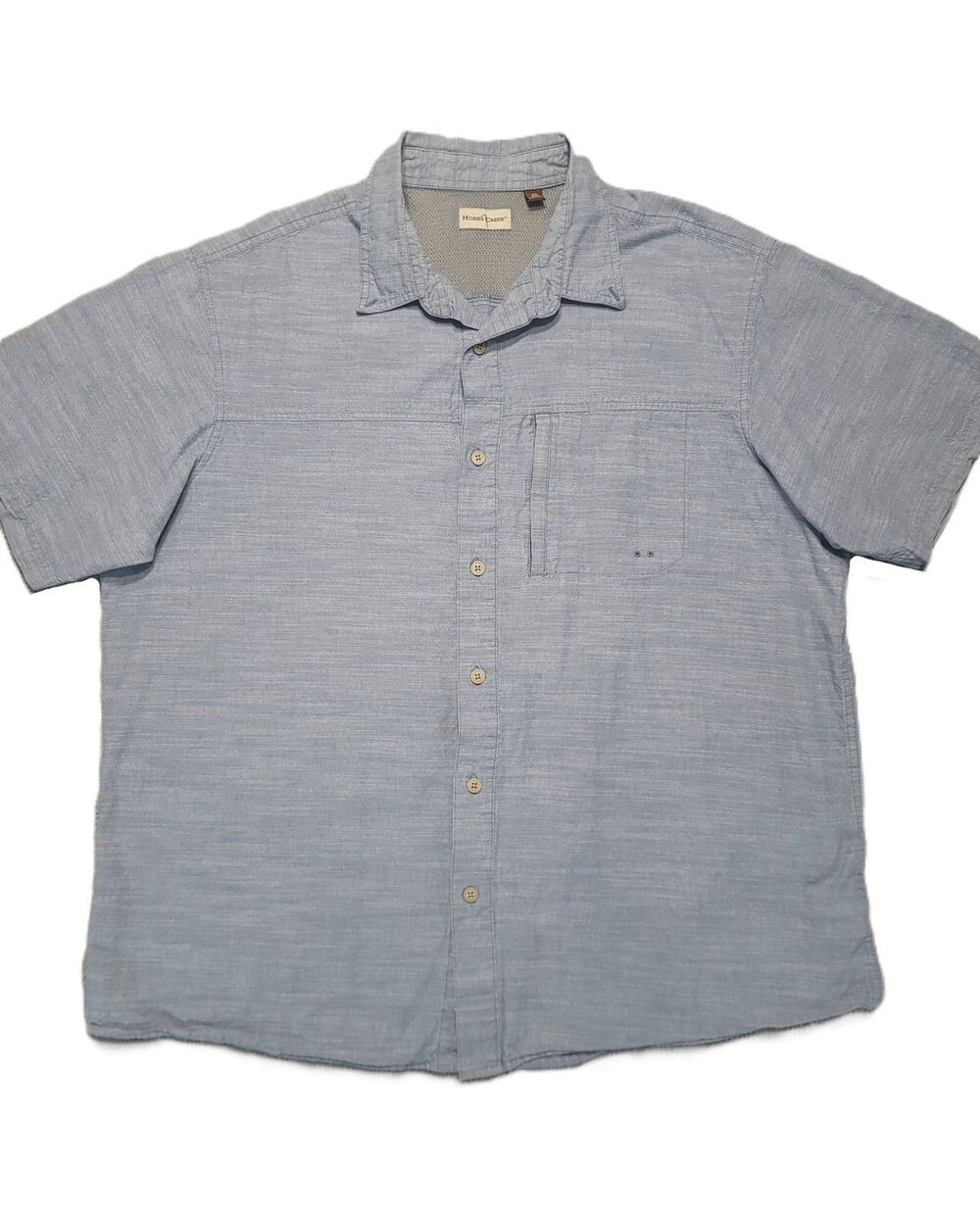 Hobbs Creek Button Down Shirt Mens 2XL Blue Short Sleeve Vented Zip Pocket